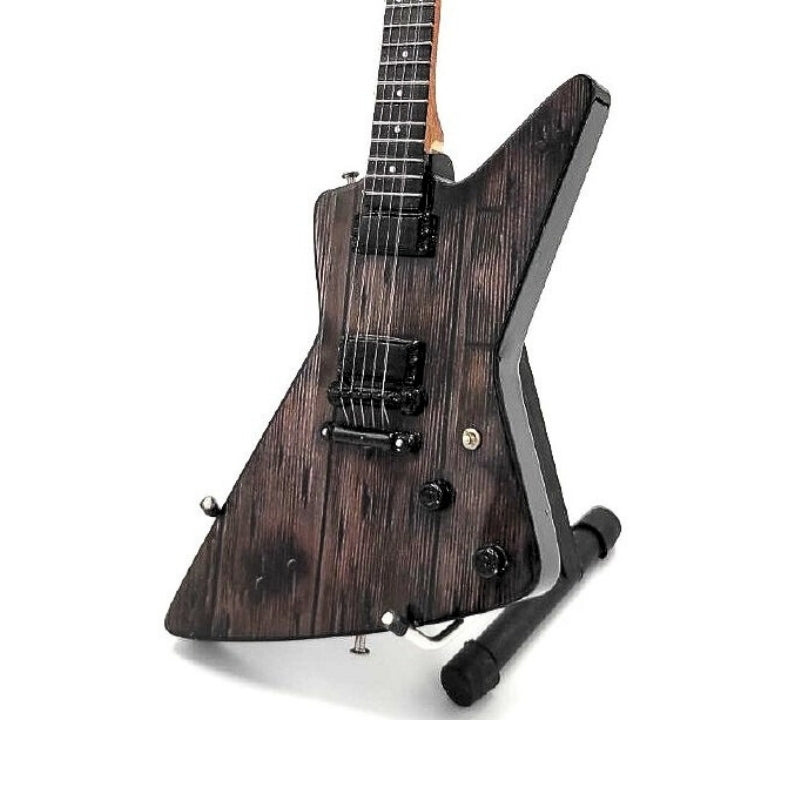 Mini Guitarra Metallica James Hetfield MGT-8860 com gravação - Decoração de Mogno 27,5 cm para Presente de Fãs de Rock e Colecionadores