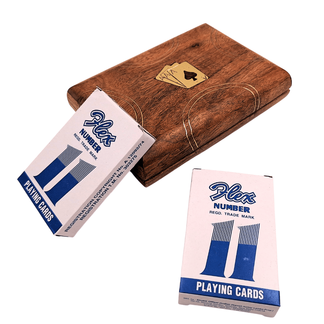 Zestaw 2 Talii Kart w Drewnianym Pudełku – Elegancki Prezent – Vintage – DNU-2791