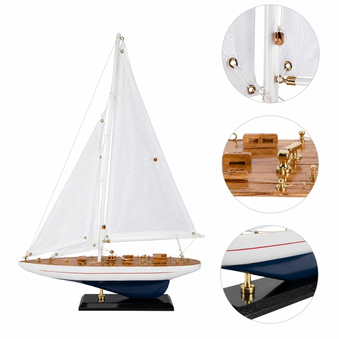 Modelo de iate em madeira Enterprise 49 cm com gravação personalizada