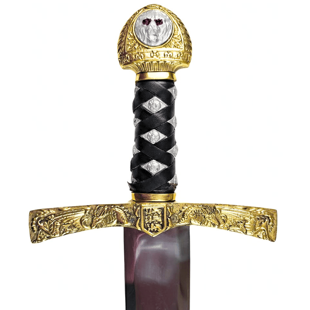 Réplica da Espada Excalibur do Rei Artur com Gravação – 98,5 cm, Lâmina de Aço, Empunhadura de Latão