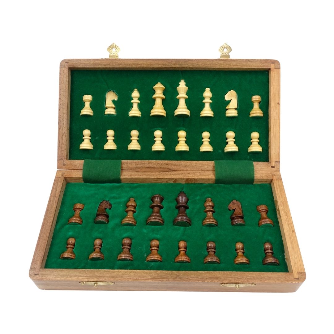 Xadrez magnético de madeira 30x30 cm dobrável G614 com gravação