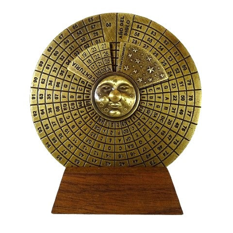 Calendário Perpétuo Renascentista com Gravação - Presente Personalizado para os Anos 1600-2799, Decoração Elegante para Escritório, Diâmetro 9 cm, Estilo Renascentista
