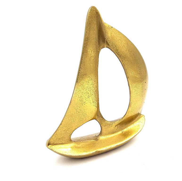 Iate Dourado em Alumínio 19,5 cm com Possibilidade de Personalização por Gravação - Decoração Elegante para Presente para Amantes da Navegação
