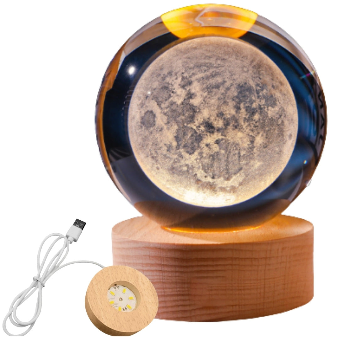 Globo de Vidro 3D Lua com Gravação