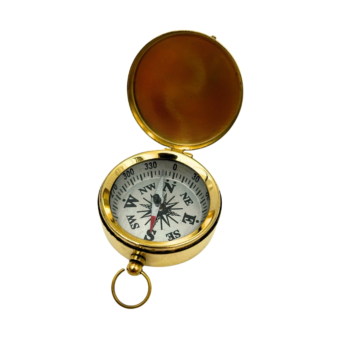 Bússola Retro de Latão com Tampa Fechável, Possibilidade de Personalização por Gravação, Ideal para Presente para Marinheiro, Altura 5 cm, Estilo Marinheiro