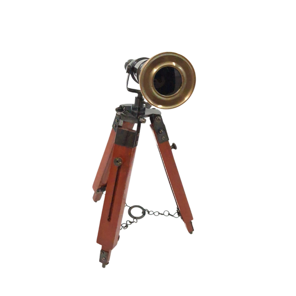 Luneta de Latão em Tripé com Possibilidade de Personalização por Gravação - Elemento Decorativo Elegante para Presente, Altura Regulável até 30 cm