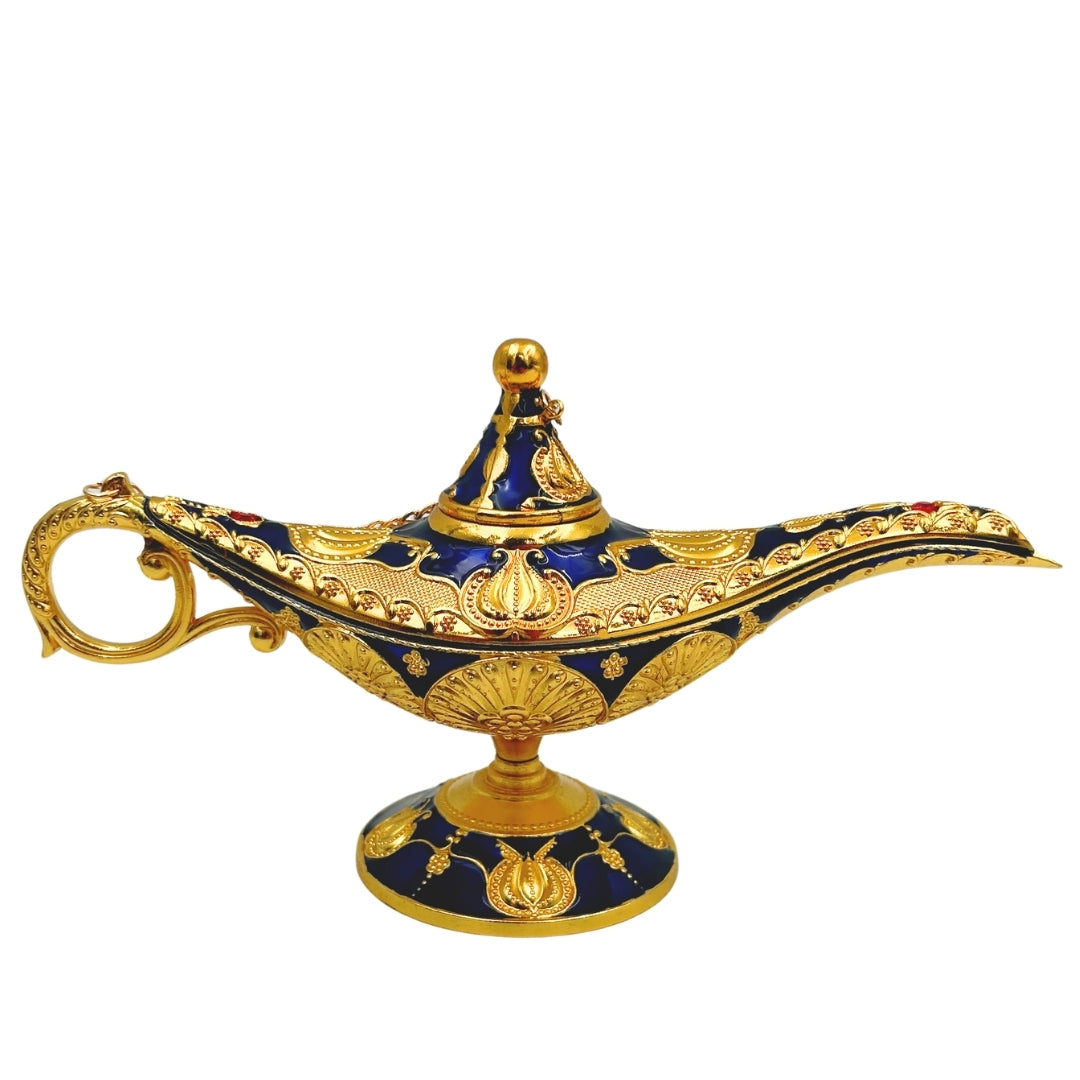 Lâmpada de Aladino LABB com ornamentos metálicos em cor dourada, azul-marinho escuro, 22 x 7 x 11 cm