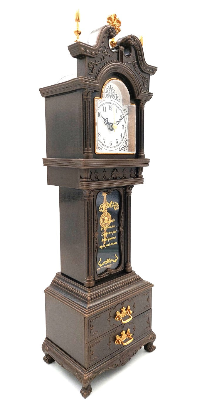 Relógio de Avô Retro com Caixa de Música e Gravação Personalizada, Caixa Elegante para Pequenos Objetos, Altura 37,5 cm, Presente Ideal em Estilo Vintage
