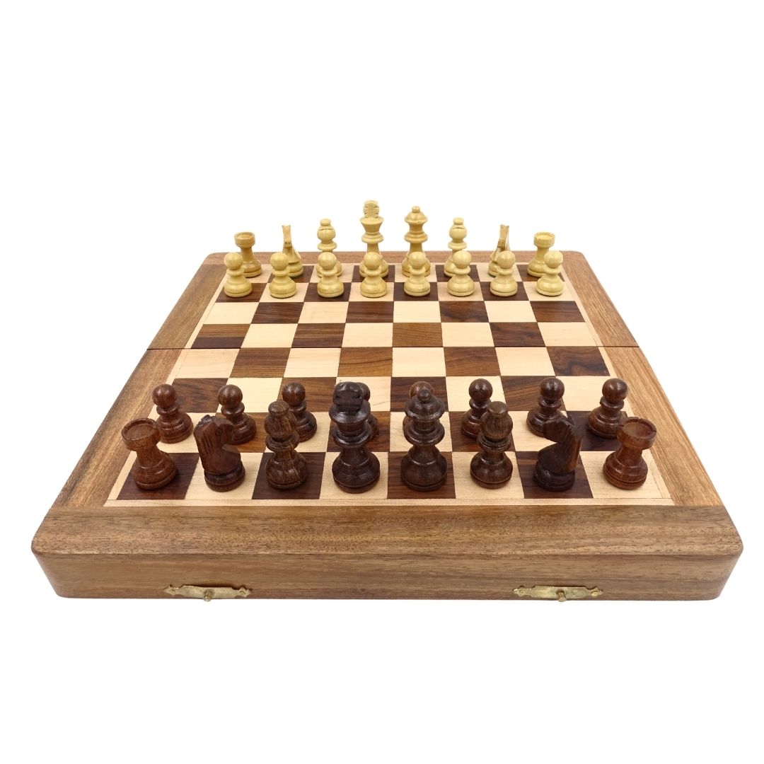Xadrez magnético de madeira 30x30 cm dobrável G614 com gravação