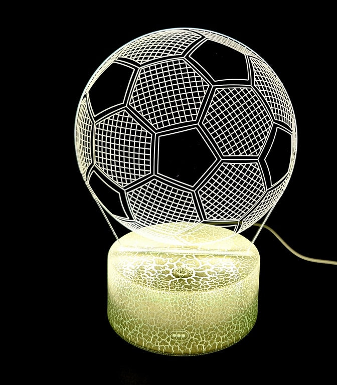 Candeeiro de noite Bola com possibilidade de personalização por gravação - Presente ideal para amantes de futebol - 17 cm de altura - 3 cores à escolha - Alimentação por USB ou 3 pilhas AAA