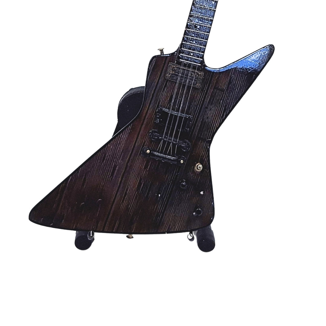 Mini Guitarra Metallica James Hetfield MGT-8860 com gravação - Decoração de Mogno 27,5 cm para Presente de Fãs de Rock e Colecionadores