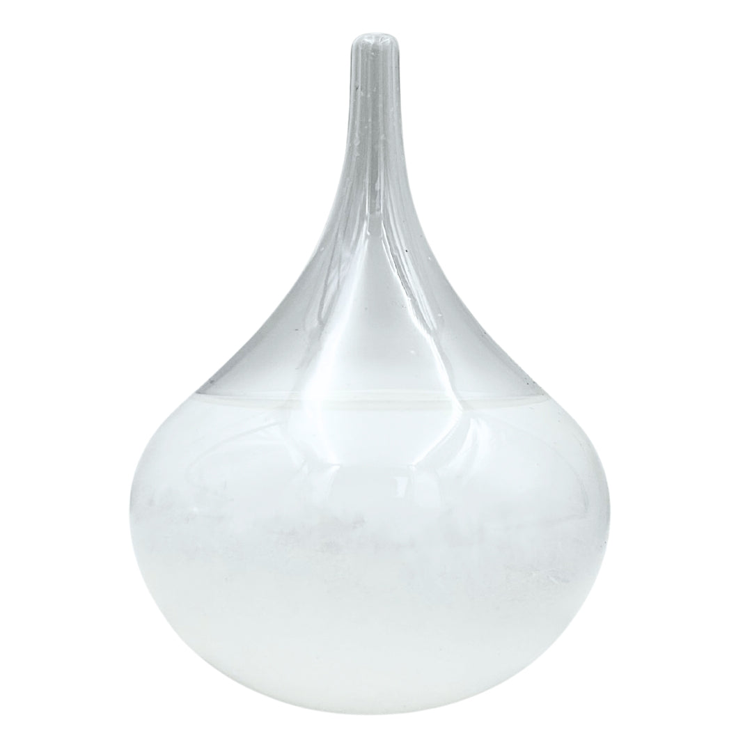 Barómetro de Tempestade Fitzroya - Gota Storm Glass com possibilidade de personalização por gravação - presente elegante em forma de gota, altura 11 cm, recipiente de vidro com cristais únicos que reagem às mudanças do tempo