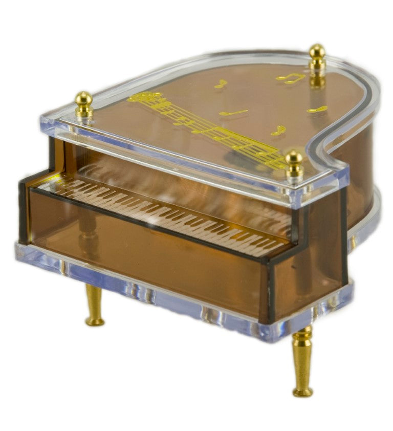 Caixa de Música com Piano 10102 com possibilidade de gravação personalizada - presente decorativo elegante em preto, altura 9,5 cm, melodia "Für Elise"