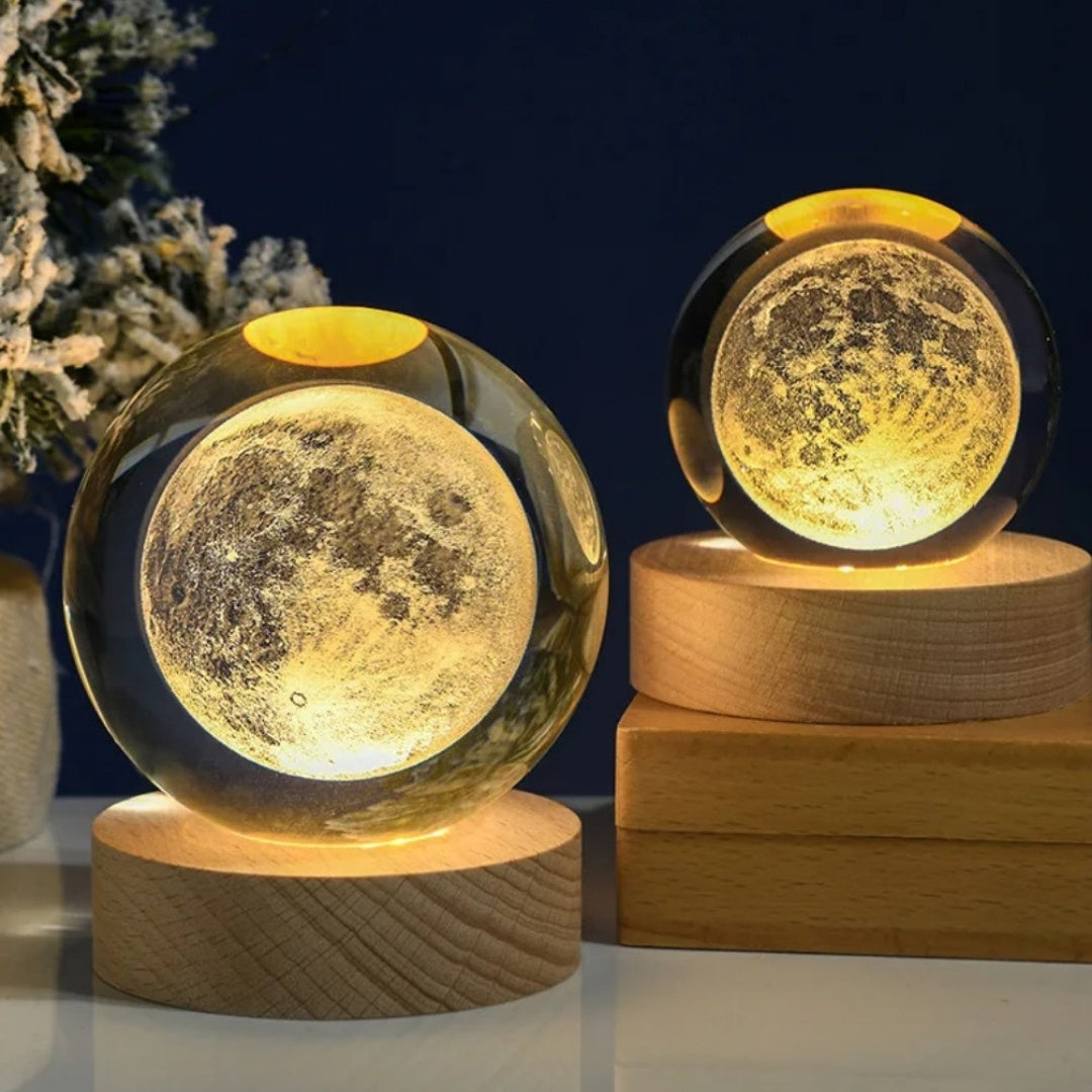 Globo de Vidro 3D Lua com Gravação