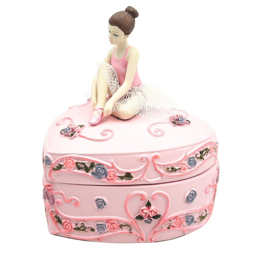 Caixa de Música Bailarina Coração Lago dos Cisnes com Possibilidade de Gravação Personalizada, Rosa, 12,5 cm, Presente Ideal para Aniversário ou Aniversário de Casamento