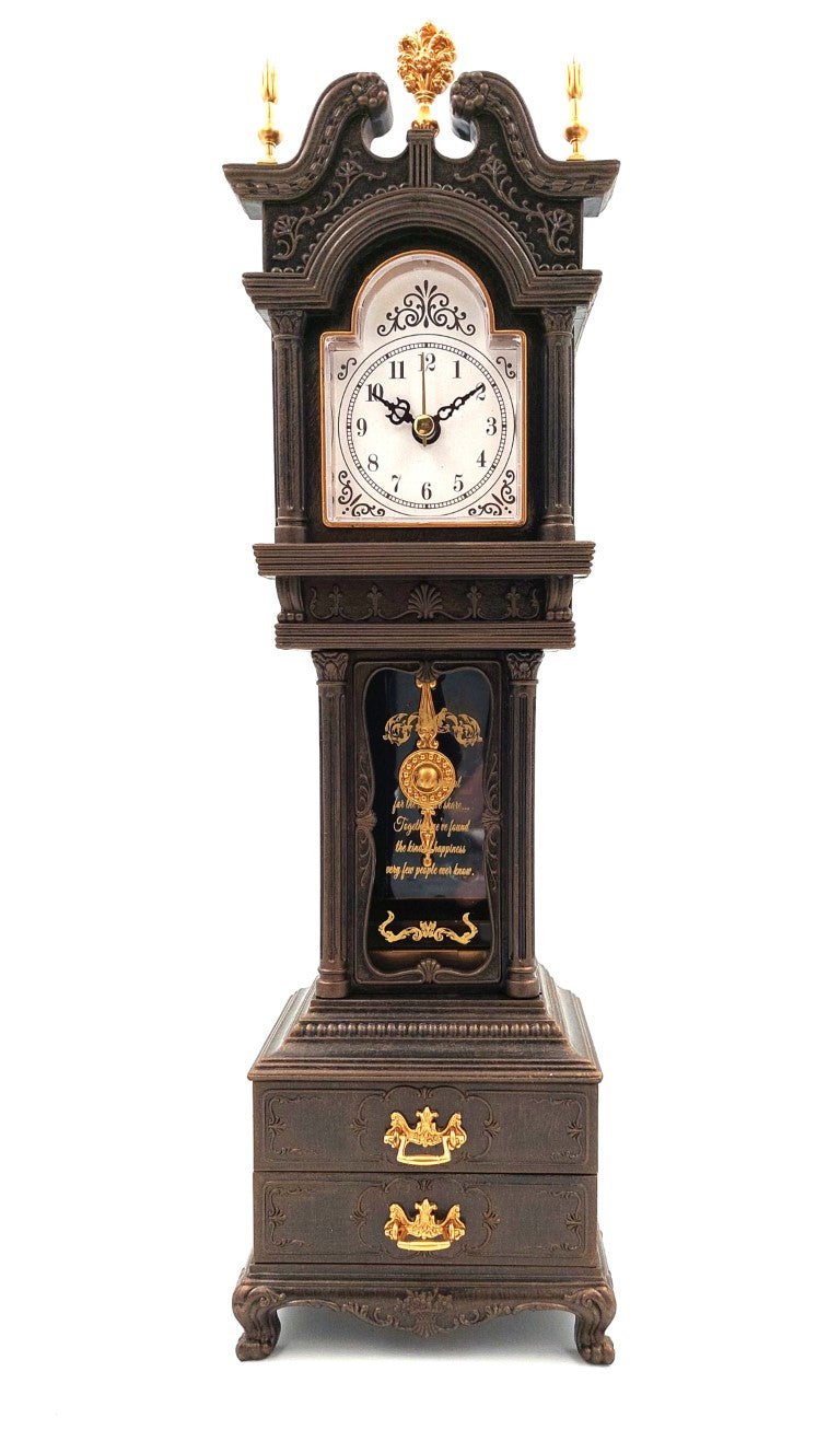 Relógio de Avô Retro com Caixa de Música e Gravação Personalizada, Caixa Elegante para Pequenos Objetos, Altura 37,5 cm, Presente Ideal em Estilo Vintage