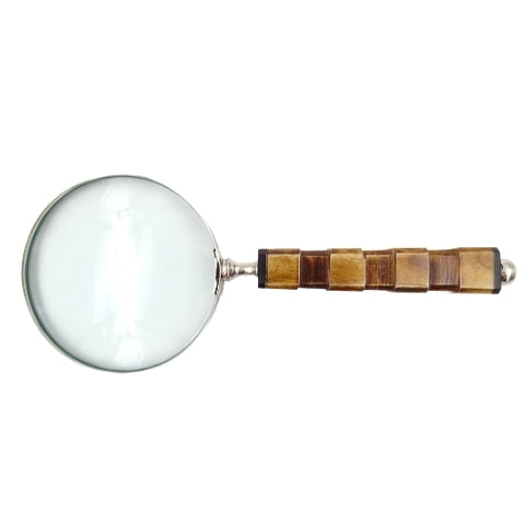 Lupa Elegante para Leitura com Cabo de Osso NC1099A com Possibilidade de Personalização por Gravação, Caixa Prateada de Latão, Ideal para Presente para Sénior, Avô ou Colecionador, Altura 24,5 cm