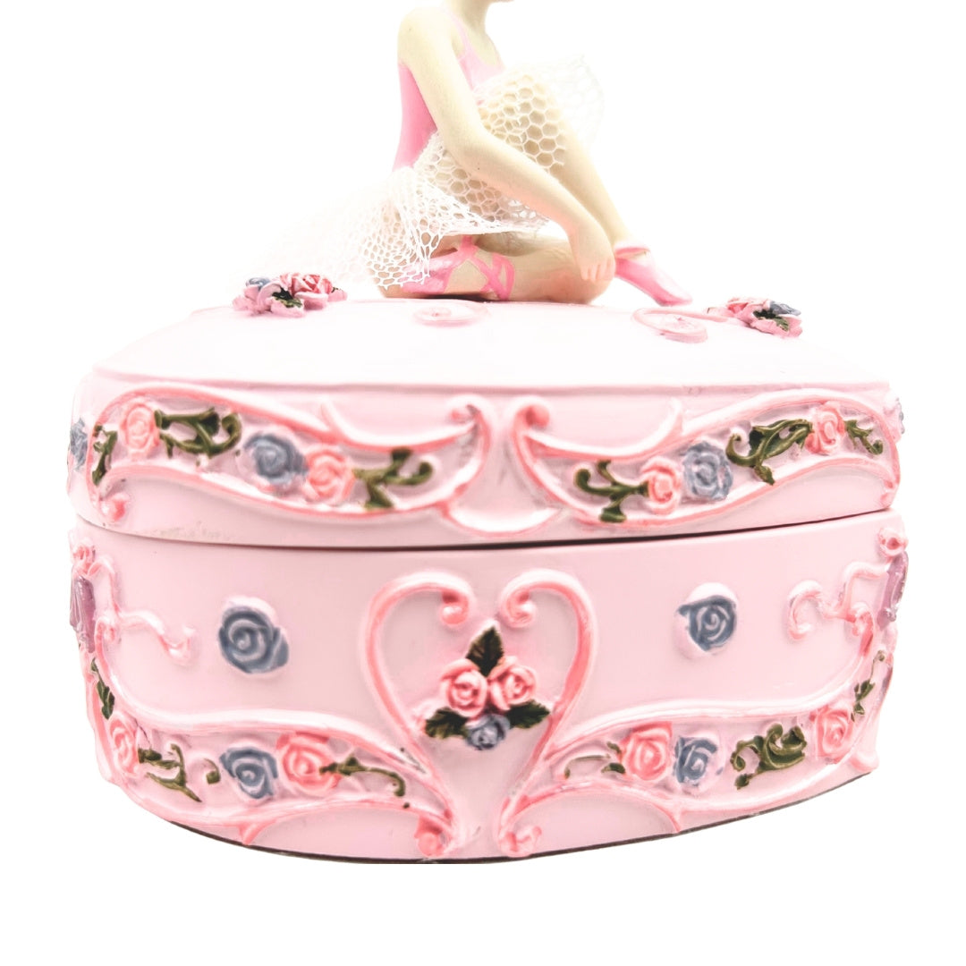 Caixa de Música Bailarina Coração Lago dos Cisnes com Possibilidade de Gravação Personalizada, Rosa, 12,5 cm, Presente Ideal para Aniversário ou Aniversário de Casamento