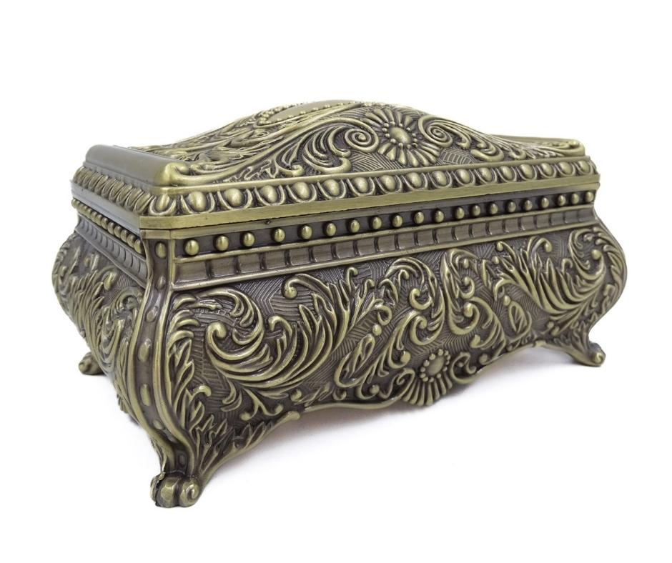 Caixa metálica decorativa elegante com gravação