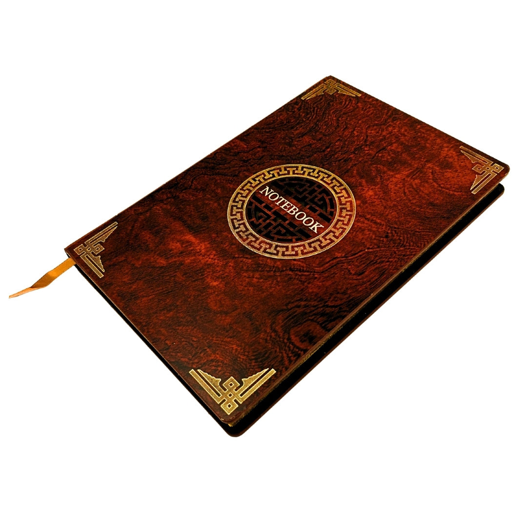 Caderno Elegante A5 com Capa de Madeira e Gravação Personalizada – Diário de Luxo para Presente com Bordas Douradas e Papel de Alta Qualidade em Cor Castanha