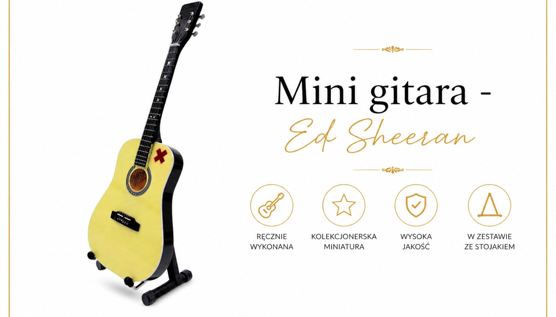 Mini guitarra Ed Sheeran 27,5 cm em mogno com possibilidade de personalização com gravação