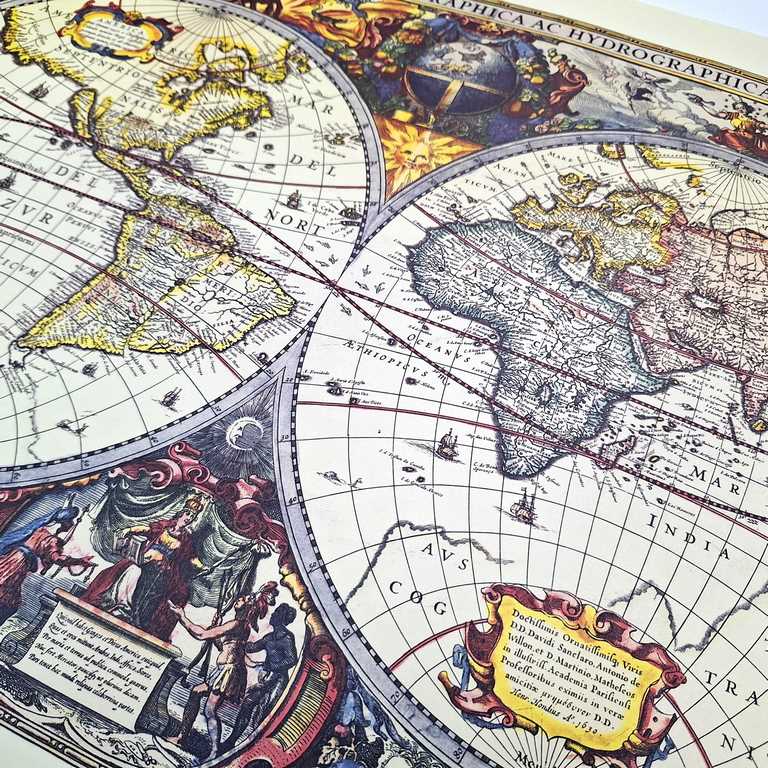 Mapa do Mundo de 1630 - Reimpressão de J. Hondius com possibilidade de personalização por gravação