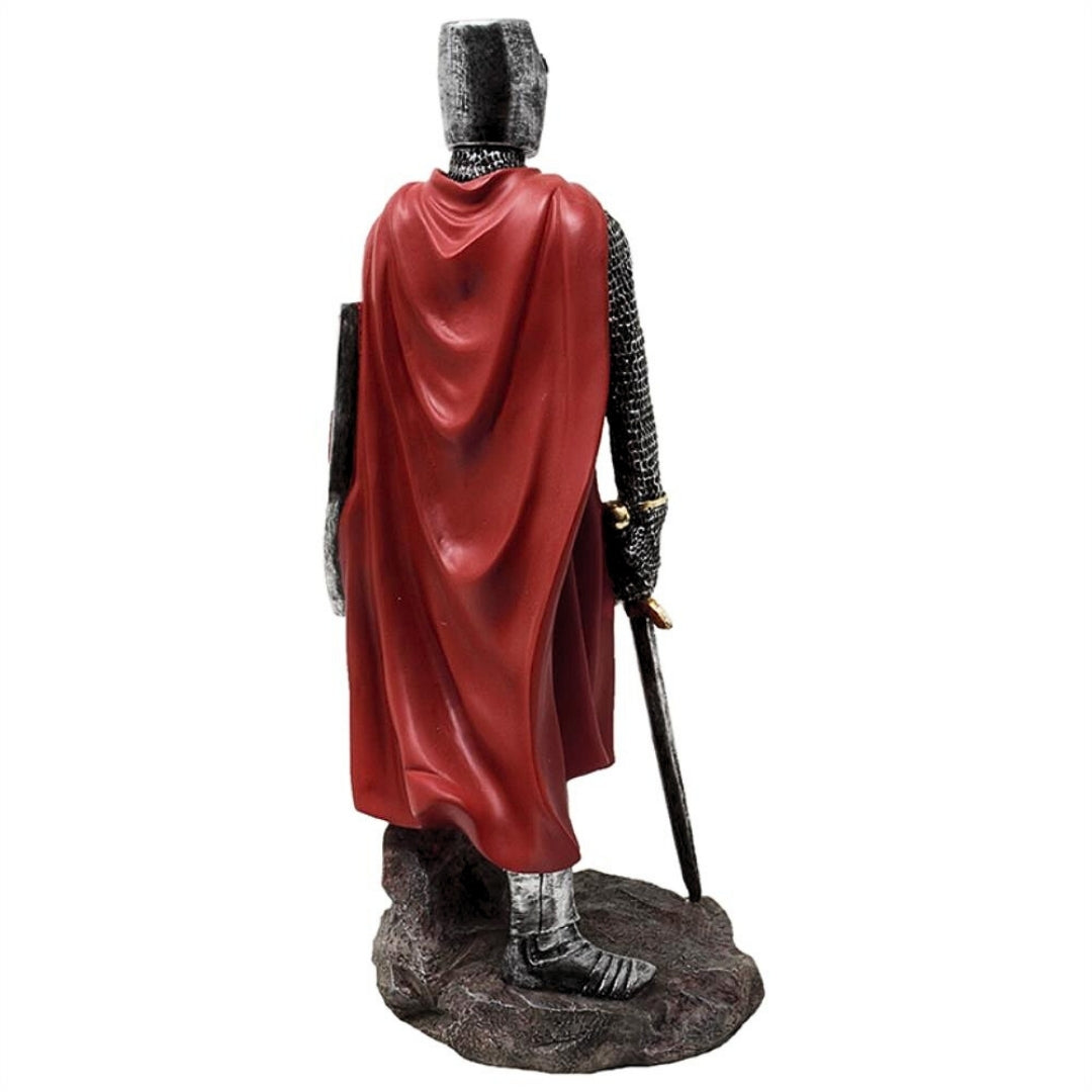 Figura de cavaleiro cruzado em polyresina, com 30 cm e possibilidade de personalização por gravação