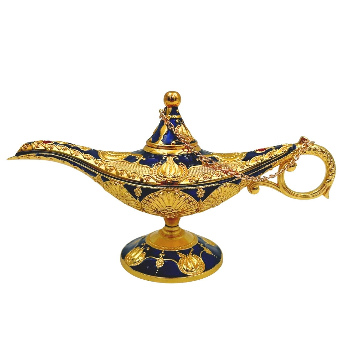 Lâmpada de Aladino LABB com ornamentos metálicos em cor dourada, azul-marinho escuro, 22 x 7 x 11 cm