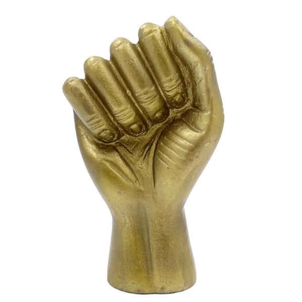 Figura Decorativa Punho Fechado em Alumínio 18cm com Possibilidade de Personalização por Gravação
