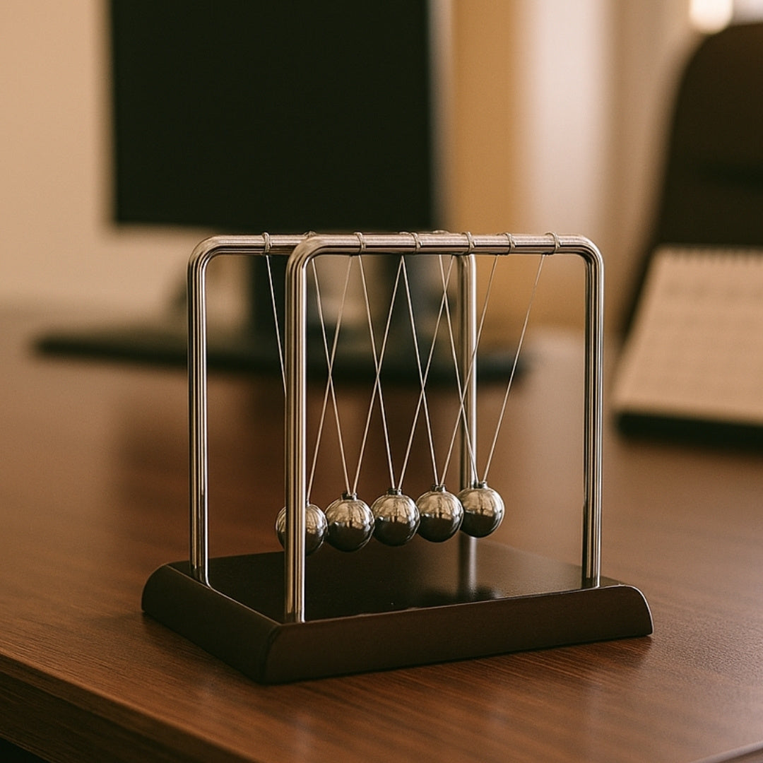 Bolas de Newton Elegantes com Gravação - Madeira Metal