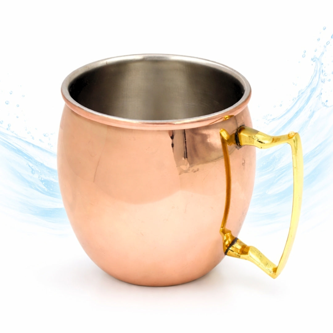 Caneca de Cobre em Aço Inoxidável 304 500ml com Possibilidade de Personalização por Gravação - Ideal para Presente - Altura 13,5 cm, Cor Cobre, Modelo MM7012