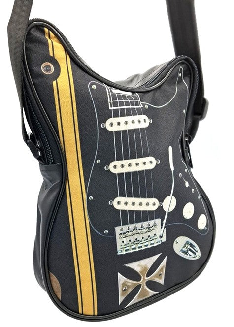 Mala de ombro em forma de guitarra com cruz de Malta - Presente personalizado para guitarrista