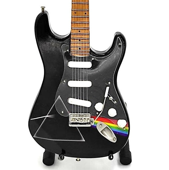 Mini guitarra Pink Floyd em madeira de mogno, feita à mão, 27,5 cm, possibilidade de personalização com gravação, presente ideal para fãs de música