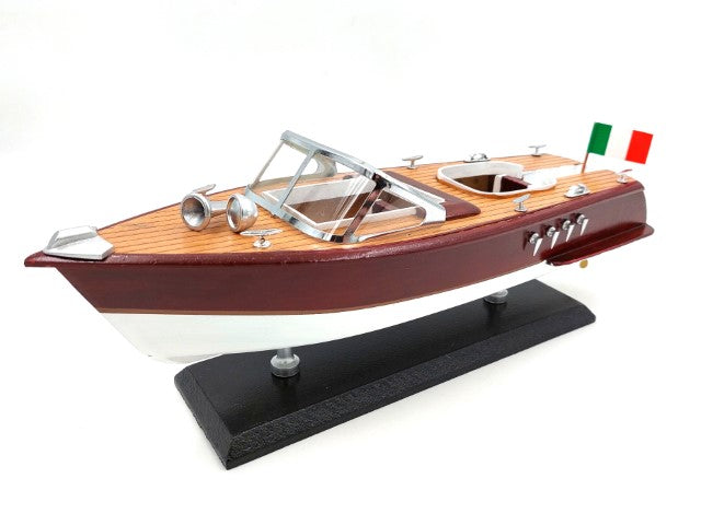 Modelo de lancha Reeva em madeira 35x11x13 cm