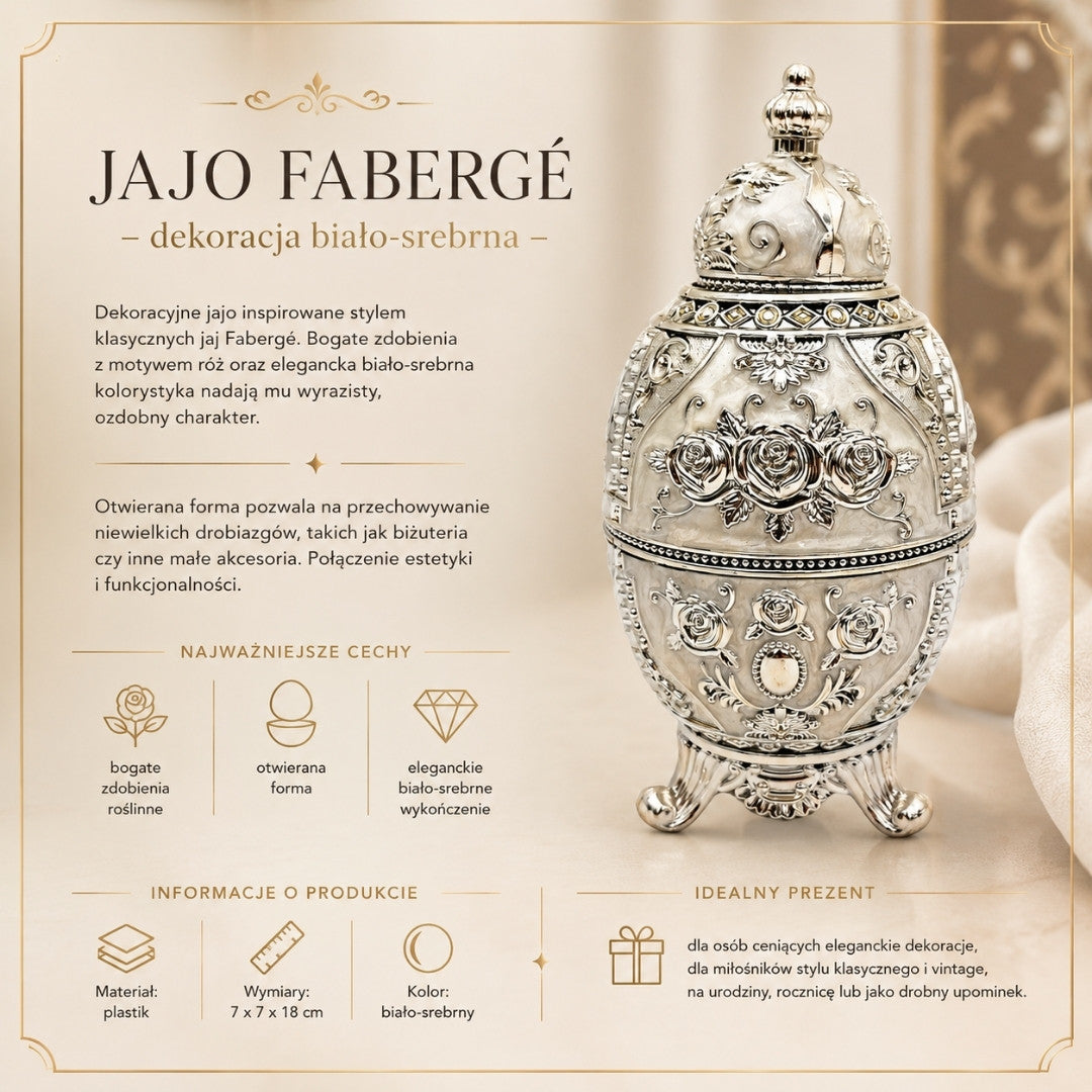 Ovo Fabergé Prateado Abrível com Possibilidade de Gravação