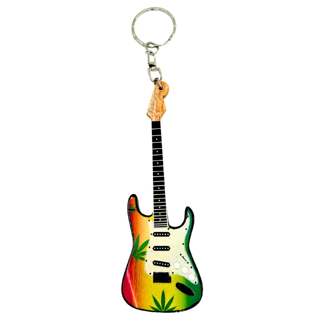 Breloczek Gitara Bob Marley Reggae z Mahoniu z Możliwością Personalizacji Grawerem