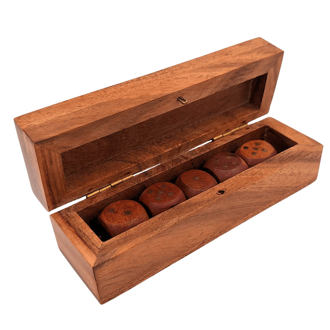 Dados de Madeira Elegantes com Pontos em Latão em Caixa Personalizada