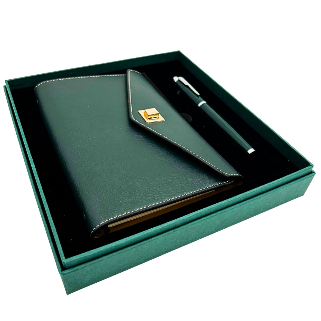 Elegancki Zestaw Upominkowy - Notes Skórzany z Długopisem w Pudełku Prezentowym – Premium – EE8