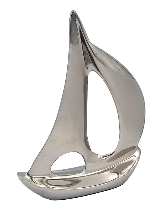 Modelo Elegante de Iate em Metal 36 cm com Possibilidade de Personalização por Gravação