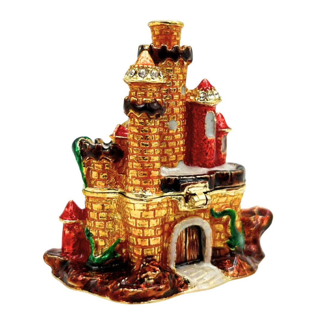 Caixa para Joias Decorada com Cristais em Forma de Castelo com Possibilidade de Gravação Personalizada
