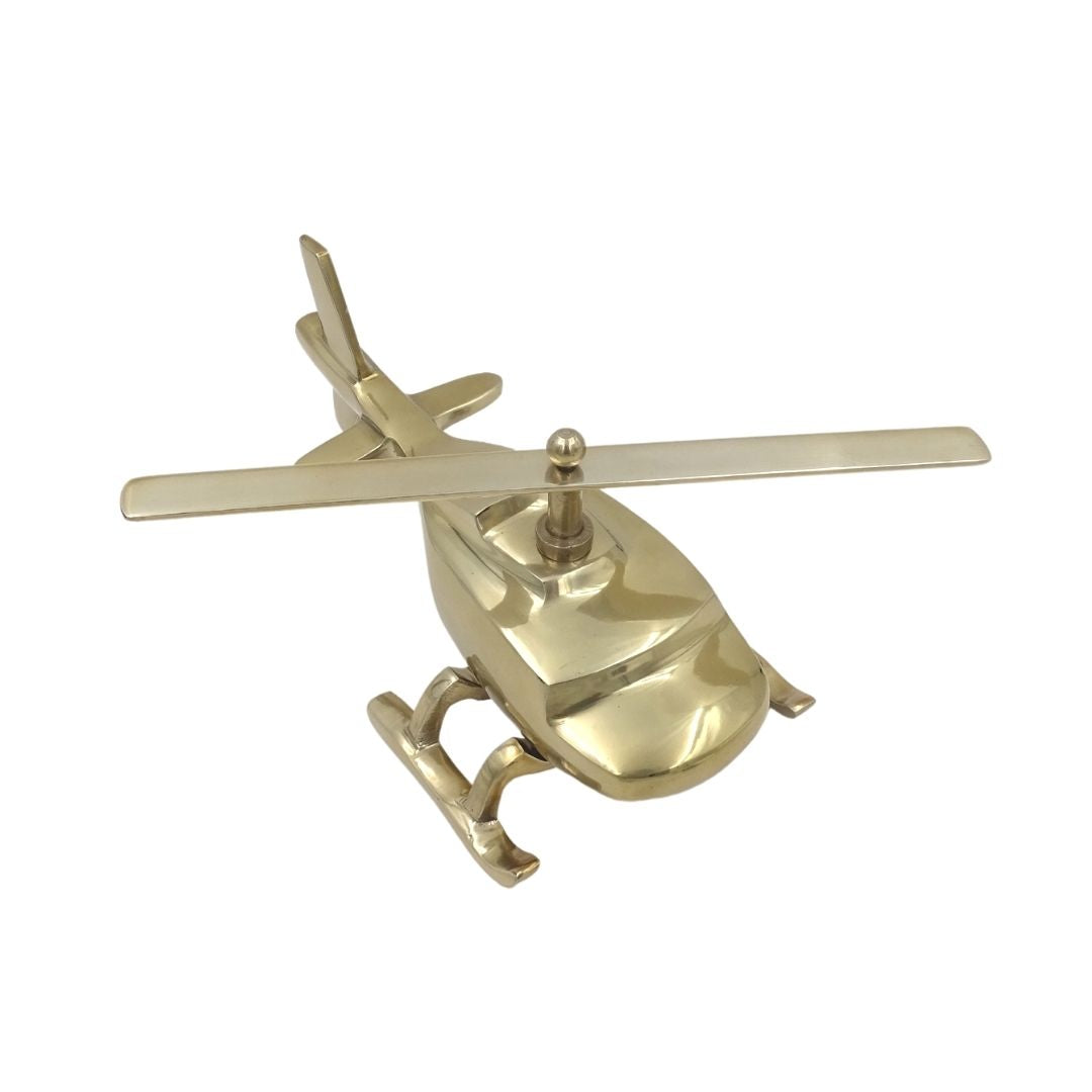 Modelo metálico de helicóptero com possibilidade de gravação personalizada – dourado, 32 cm
