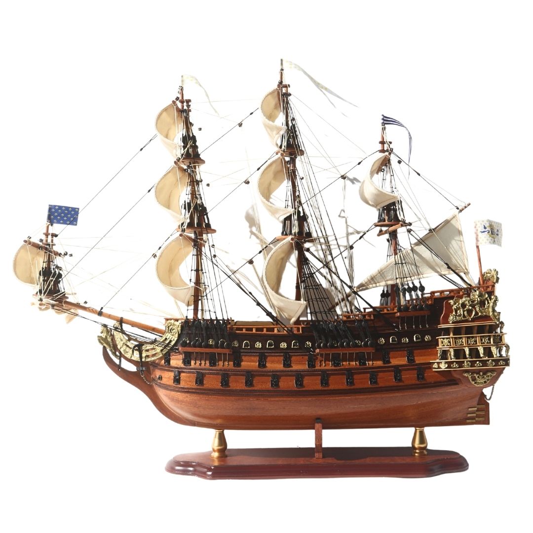 Modelo de luxo do veleiro Soleil Royal 65cm - SOL6, com possibilidade de personalização por gravação