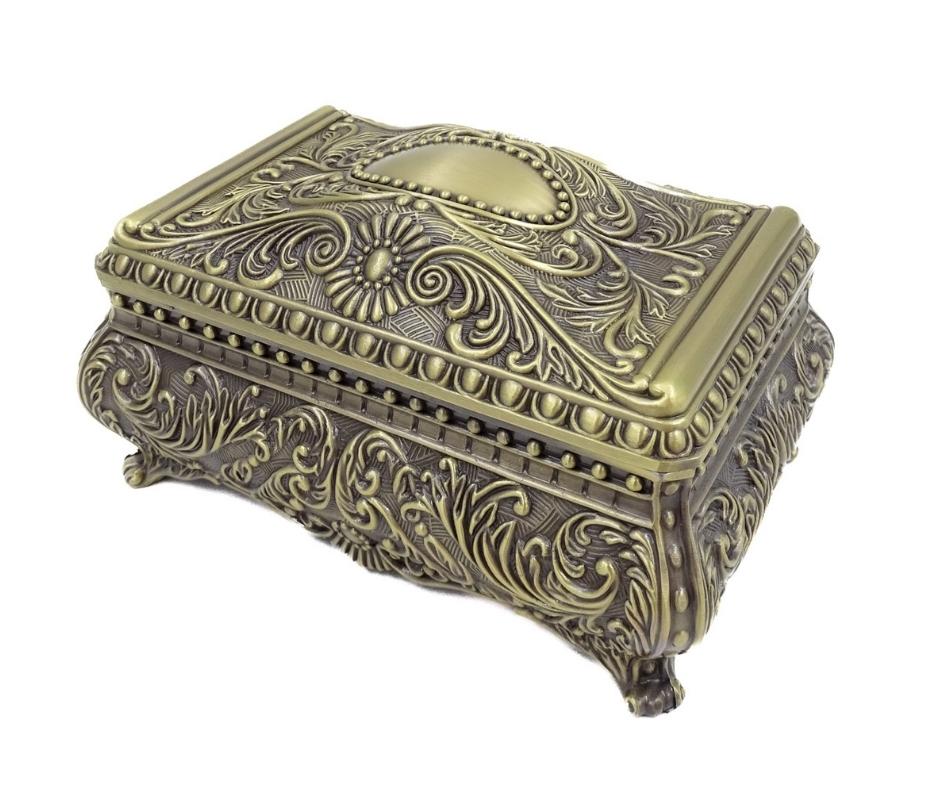 Caixa metálica decorativa elegante com gravação