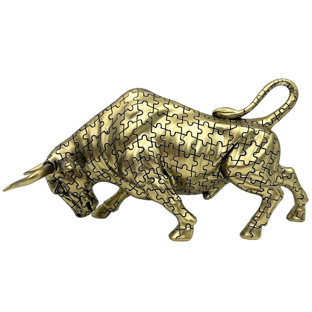 Estatueta decorativa de Touro dourado com possibilidade de gravação - Símbolo elegante de força e riqueza, 33,3 cm, poliéster