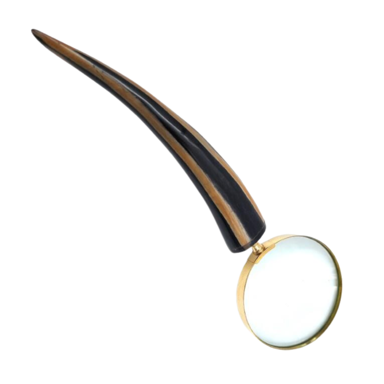 Lupa de Leitura Retro Elegante com Armação de Latão e Cabo de Chifre de Búfalo - Gravação Personalizada - Presente Ideal para Sénior - Lente de Ampliação de Alta Qualidade 3,5x em Estilo Vintage
