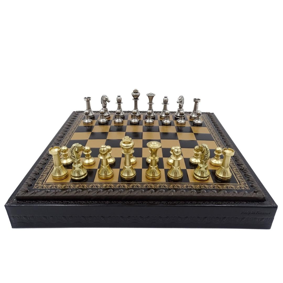 Xadrez Exclusivo de Latão Italfama 28x28 cm com Personalização por Gravação