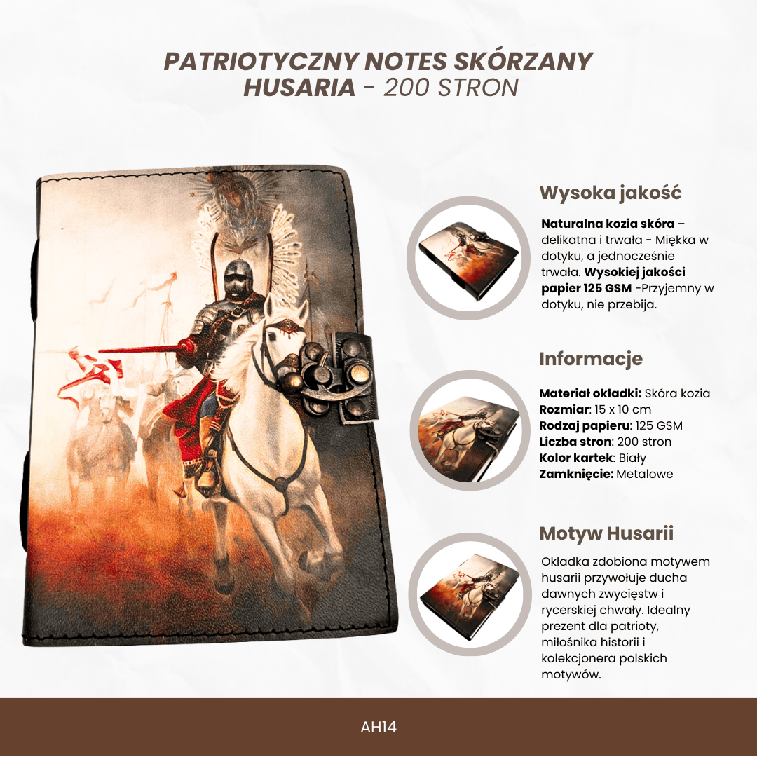 Caderno de Couro Diário Husaria Patriótico com Gravação
