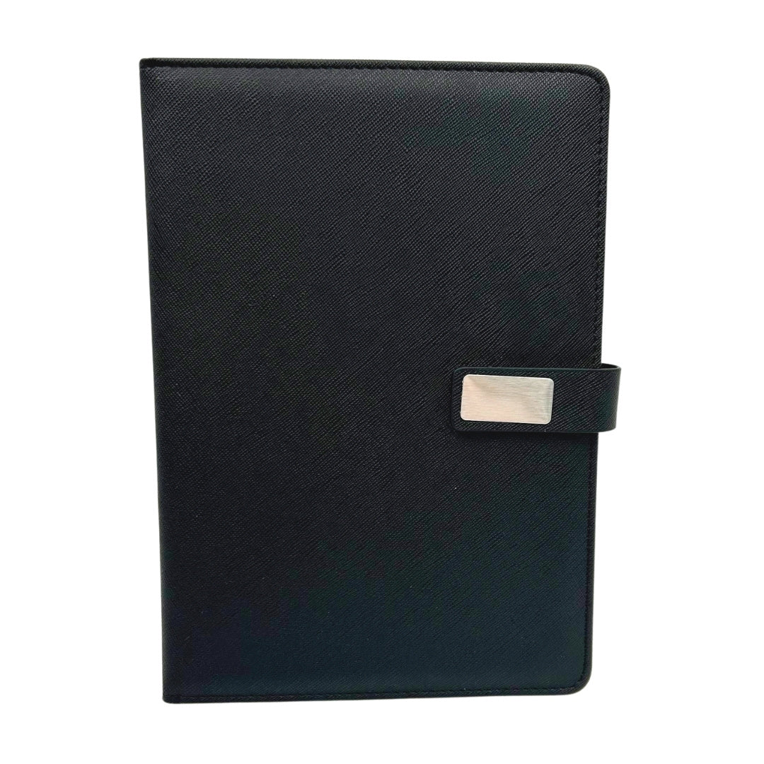 Conjunto Elegante para Presente com Personalização - Caderno de Pele A5, Caneta e Guarda-Chuva Preto em Caixa de Presente