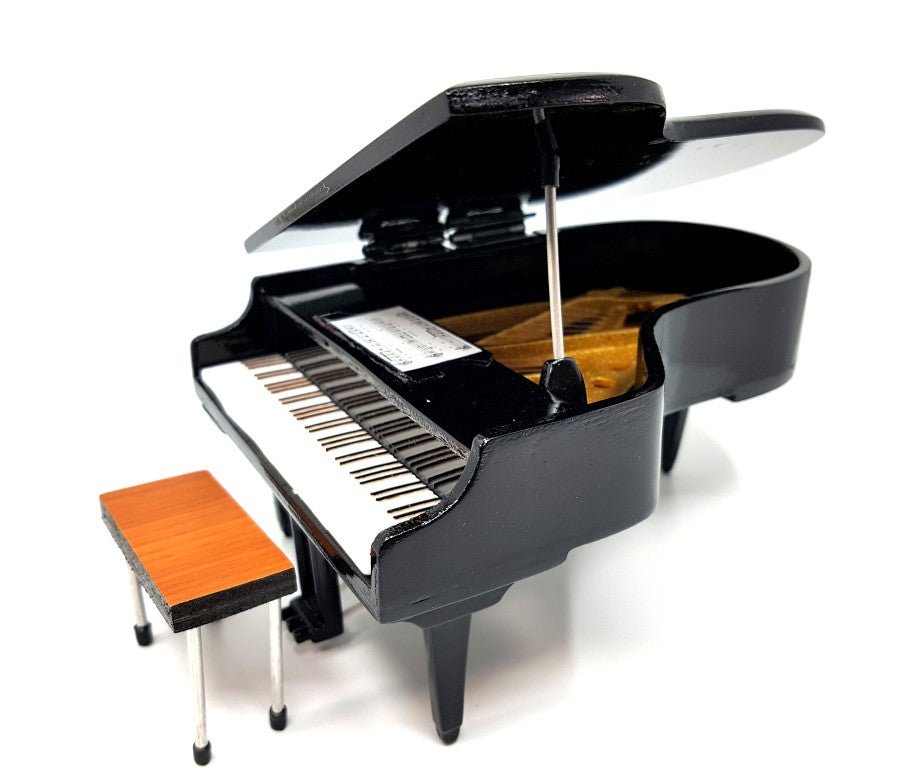 Mini piano com possibilidade de personalização por gravação, preto, feito à mão em balsa, escala 1:10, ideal para presente para pianistas e amantes de música, altura 8 cm