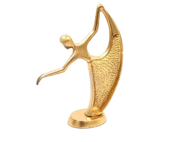 Estatueta decorativa dourada Bailarina em alumínio com possibilidade de personalização por gravação